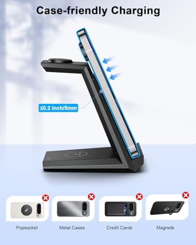 NANAMI Wireless Charger for Google - 3 in 1 Wireless Charging Station Fast Charger Stand Dock for Pixel 9/9 Pro XL/Fold/8/7,Buds Pro 2/Pro, Watch 3/2,Fitbit Versa 4/Sense 2(Not for Pixel Watch 1/4) 6