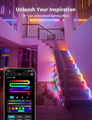 Lepro S1 AI LED Strip Lights for Bedroom - 50ft Smart RGB Light Strips with IC and Rainbow Chasing Effects, Color Segment DIY, Personalized Al Lighting Designer, No Remote, 2.4G Wi-Fi & Bluetooth 5