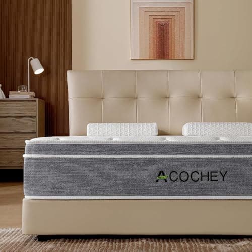 Acochey Full Size Mattress,12 Inch Hybrid Mattresses with Memory Foam and Pocket Springs,Medium Firm Grey Mattress,Provide Support and Improve Sleep,Medium Firm,CertiPUR-US.