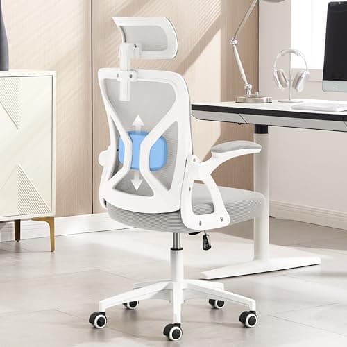 Nexthro Office Chair,Ergonomic Desk Chair with Adjustable Lumbar Support,Gray Office Chair 400 Lbs Mesh Computer Chair High Back with Headrest for Home Office (Grey)