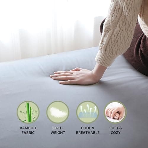 100% Viscose Derived from Bamboo Fitted Sheet with 16" Deep Pocket, Hotel Luxury Silky Bedding, Ultra Soft, Cooling for Hot Sleepers(Gray Full) 5