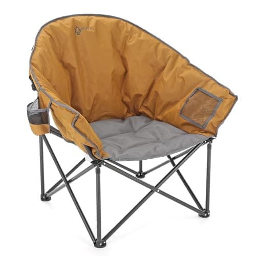 ARROWHEAD OUTDOOR Oversized Heavy-Duty Club Folding Camping Chair with Pocket, Cup Holder, Portable, Padded, Moon, Round, Saucer, Supports 330lbs, Carrying Bag