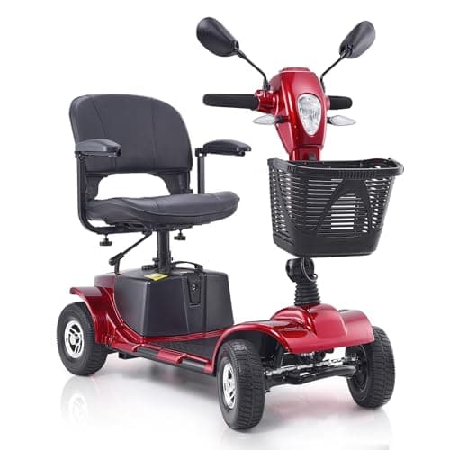 VEVOR Heavy-Duty 4 Wheel Mobility Scooter for Adults & Seniors - Folding Electric Powered Mobility Scooter & 12 Mile Long Range, All Terrain Travel Wheelchair with 9° Climbing Capacity, 265lb Capacity