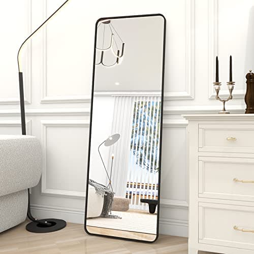 BEAUTYPEAK Black Full Length Mirror, 64"x21" Rounded Corner Floor Mirror Standing Hanging or Leaning Against Wall, Suitable for Bedroom or Dressing Room 8