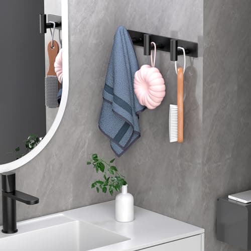 VINHOLD Wall Mounted Coat Rack-3 Hooks, Heavy Duty Stainless Steel Wall Hooks for Towel Coat Bag, Hat Rack Coat Hanger Coat Hooks Towel Racks for Bathroom Entryway Kitchen Hotel Office (Black, 1 Pack) 5