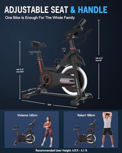 Exercise Bike, CHAOKE Indoor Cycling Bike with Heavy Flywheel, Comfortable Seat Cushion, Silent Belt Drive, LCD Monitor for Home Gym Cardio Workout Training 7
