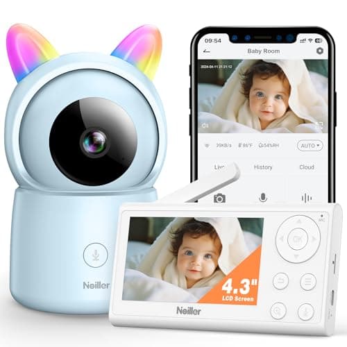 NOILLER 4.3" Baby Monitor, Video Baby Monitor with 1080P Camera, Remote PTZ, Night Vision, 2-Way Talk, Sleep Mode