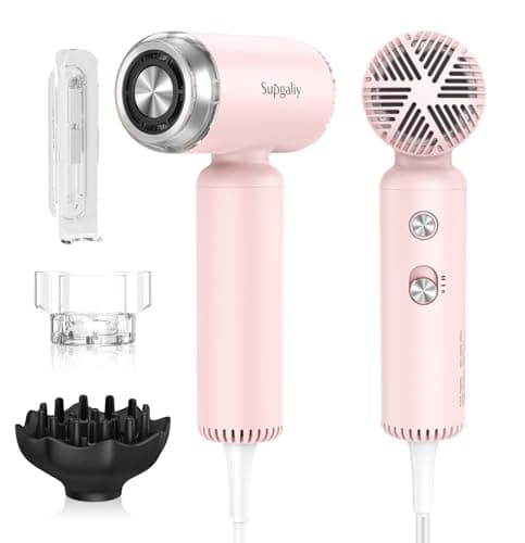 SUPGALIY Hair Dryer - Mini HairDryer, Ionic High-Speed Motor for Fast Drying, Portable Lightweight Blow Dryer, Quiet Blowdryer with Magnetic Curly Diffuser & Concentrator for Home Travel ONLY 110V