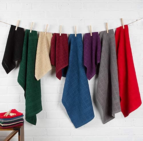 DII Basic Terry Collection Solid Windowpane Dishcloth Set, 12x12, Blue, 6 Piece 7