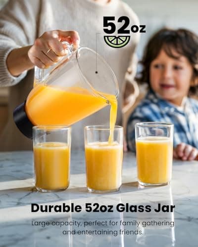 GDOR Professional Blender for Smoothies, 5 Functions, 1200 Peak Watts Smoothie Blender, 52 Oz Glass Jar & 24 Oz To-Go Cup Combo, Ice Crushing & Frozen Fruit, Self-Cleaning, Black 5