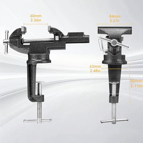 Table Vise, 3.3 Inch Universal Rotate 360° Work Clamp-On Vise,Table Vice With Quick Adjustment Button for Woodworking,Drilling,Sawing,Metal Working 5
