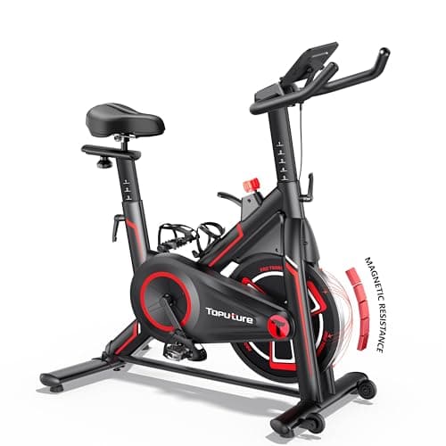 2025 Toputure Exercise Bike with Exclusive App, 100% Magnetic Resistance Stationary Exercise Bikes for Home Workout, Ultra-Quiet Indoor Cycling Spin Bike with LCD Monitor, Belt Drive, 330lbs Capacity
