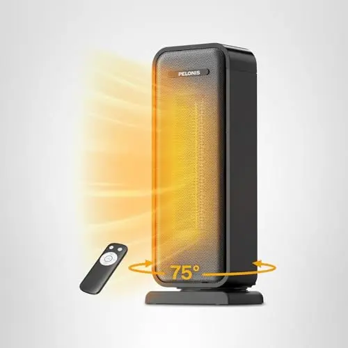 Pelonis 1500w Electric Space Heater for Indoor Use with Thermostat, Oscillation and Remote – Portable Ceramic Heater for Bedroom, Home and for Office Under Desk 8