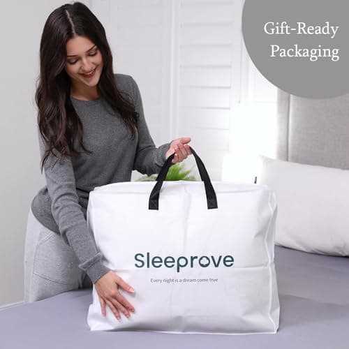 sleeprove Queen Size Down Comforter,Medium Weight All-Season Duvet Insert with 8 Loops,Luxury Noiseless Bedding Comforter,White,90"x90" 8