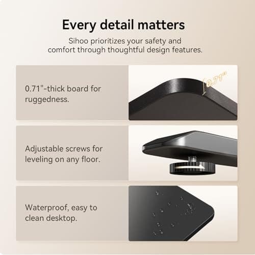 SIHOO 55"28" Whole Piece Electric Sit-Stand Desk with 4 Memory Height Settings, Ergonomic Adjustable Height Workstation for Home & Office (Black) 8