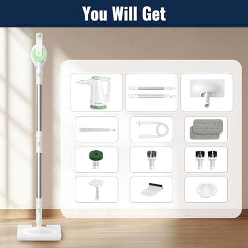 FEPPO Steam Mop with Detachable Handheld Steam Cleaner for Home and Floor Cleaning, 10-in-1 Multi-purpose Attachments & 2 Pads, Powerful Steamer for Floors, Hardwood, Tiles,Grout,Windows,Kitchen,Bath 7
