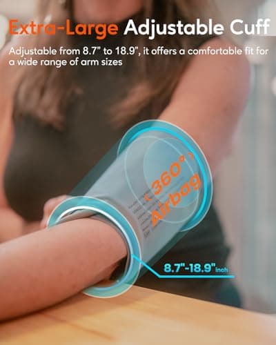 Arboleaf Blood Pressure Monitors for Home Use, Rechargeable Upper Arm Blood Pressure Monitors with Bluetooth App Tracking, Large Color Screen Blood Pressure Machine, Wide Range Cuff 8.7-18.9" 6
