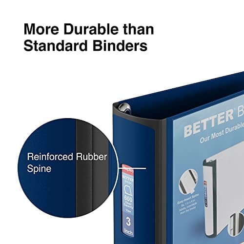 Staples Better Binder, 3" D‑Ring 3‑Ring Binder, Blue, Reinforced Rubber Spine, Heavy‑Duty Design, Holds up to 600 Sheets for School & Office 5