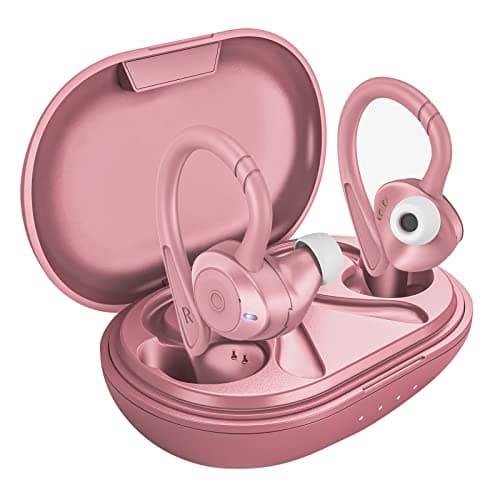 comiso Wireless Earbuds Bluetooth Headphones, True Wireless in Ear Bluetooth 5.1 Earbuds with Microphone, Deep Bass, IPX7 Waterproof Loud Voice Earphones for Sport Outdoor Running Gym Workout(Pink)