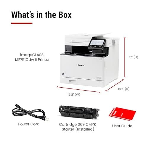 Canon Color imageCLASS MF751Cdw II - Wireless Duplex Laser Printer, Multifunction with Copier, Scanner, Automatic Document Feeder, 3 Year Limited Warranty, 35 PPM 8