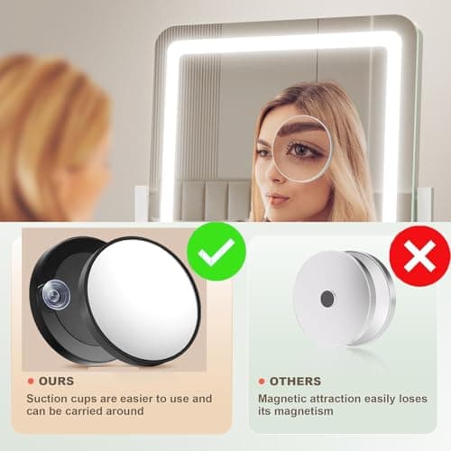 Gvnkvn Vanity Mirror with Lights, 17.3’’ LED Makeup Mirror Detachable 10X Magnification, Smart Touch Control, 3 Color Lighting Modes,360°Rotation Tabletop Make Up Mirror for Bedroom Bathroom 6