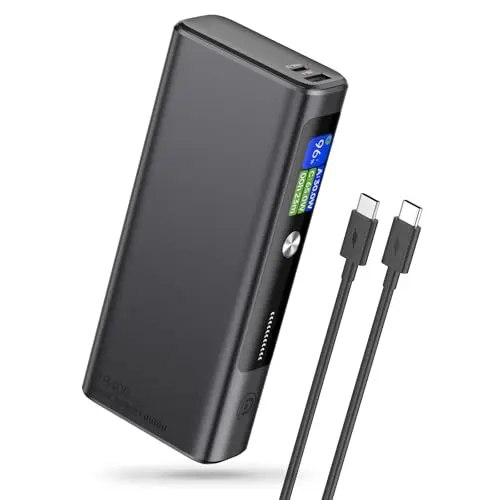 POWERΛDD PRO 130W Power Bank, 18400mAh Laptop Portable Charger, 3-Port USB C PD Battery Pack, Extenal Smart Digital Display, Compatible with iPhone16/15/14/13, Samsung, iPad, MacBook, Laptop etc.