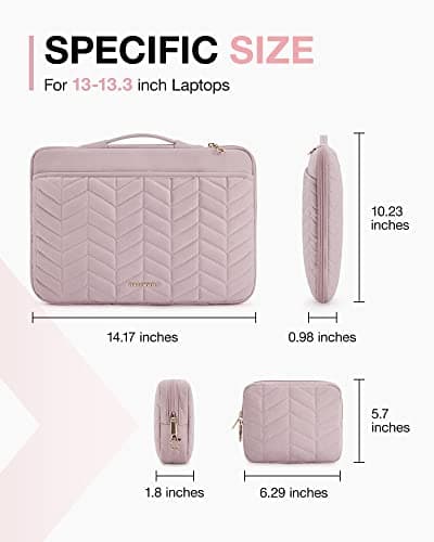BAGSMART 13-14 inch Laptop Sleeve with Handle, Puffy Padded Laptop Case Bag, Portable MacBook Sleeve Compatible with MacBook Air/Pro 13.3-14 inch, Computer Case Fitted with Dell,HP 7