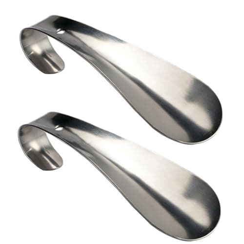 Shoe Horn Long Handle for Seniors Men Women, Metal Shoehorn Handled,Long-Handle Shoe Spoon,Boot Horns,Shoes Stick Helper,6 Inch Travel Small Size Stainless Steel Made Tool,Short Shoe Tongue, 2 Pack