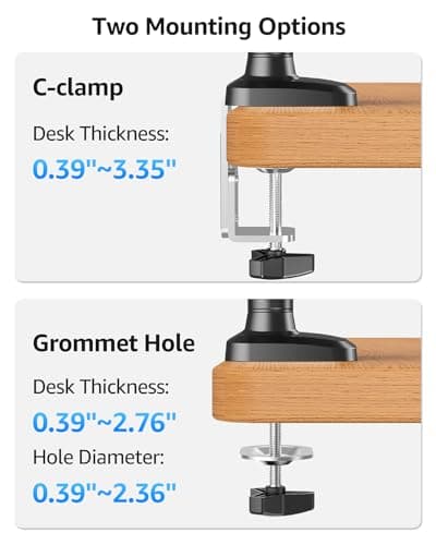 MOUNTUP Dual Monitor Mount Holds 4.4-26.5lbs, Heavy Duty Monitors Arm for 39 37 34 32 27inch,Double Monitor Stand for 2 Monitor, Height Adjustable Monitors Desk Mount with C-Clamp＆Grommet Base 8