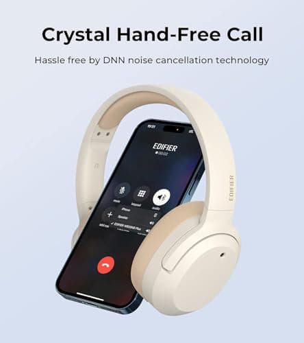 Edifier W820NB Plus Hybrid Active Noise Cancelling Headphones - LDAC Codec - Hi-Res Audio Wireless & Wired - Fast Charge - Over Ear Bluetooth V5.2 Headphones for Travel/Home/Office- Ivory 5