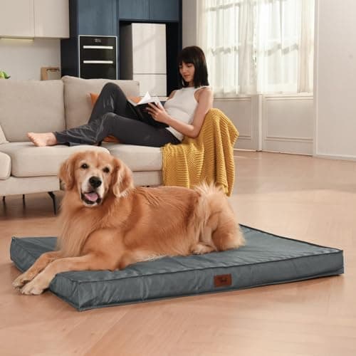 Tail Stories Outdoor Orthopedic Dog Bed for Medium Dogs & Cats, Waterproof Flat Pet Mat with Egg Crate Foam & Washable Removable Oxford Cover, 30x20 Inch, Grey 5