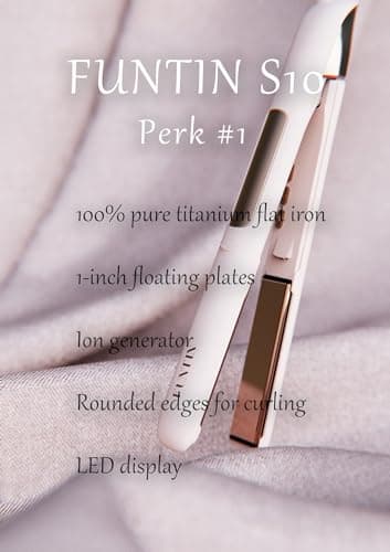 FUNTIN S10 Hair Straightener, Flat Iron - 100% Pure Titanium Flat Iron for straightening Curls Ion Inside 1 Inch (Baby Pink) 5