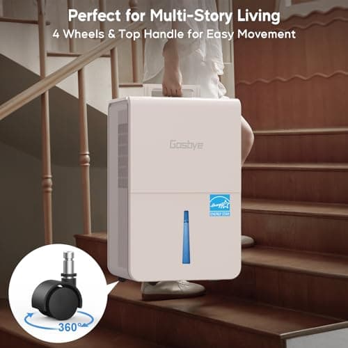 Gasbye 4500 Sq. Ft. Energy Star Dehumidifier for Basement with Drain Hose, Max 115 Pints/Day Dehumidifier for Large Room, Powerful Humidity Control, Easy Drainage, Auto-restart, White 6