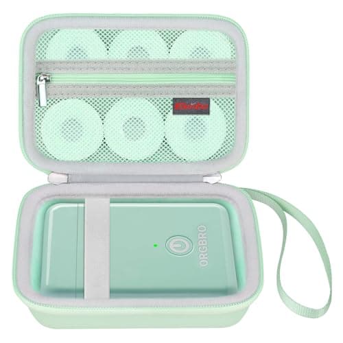 Elonbo Carrying Case for ORGBRO X1 Label Maker Machine, Portable Bluetooth Label Printer Storage Holder, Wireless Built-in Cutter Small Label Makers Handheld Sticker Maker Travel Bag, Green
