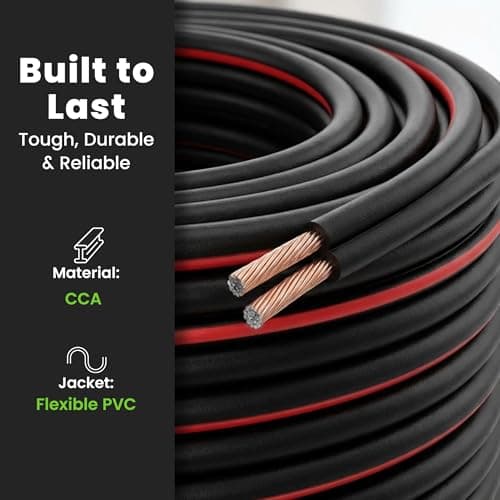 GEARit 14 Gauge Speaker Wire 100ft,Flexible Speaker Cable with Foot Markers & Polarity Markings,14 Gauge Wire for Car Audio & Home Theater Speakers,Audio Cable for DIY Installations,CCA(Black) 3