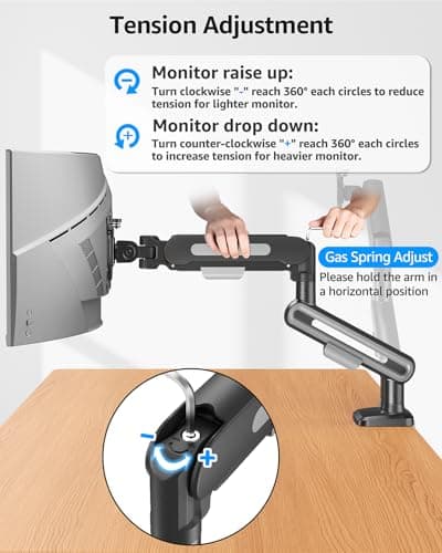 MOUNTUP Dual Monitor Mount Holds 4.4-26.5lbs, Heavy Duty Monitors Arm for 39 37 34 32 27inch,Double Monitor Stand for 2 Monitor, Height Adjustable Monitors Desk Mount with C-Clamp＆Grommet Base 9