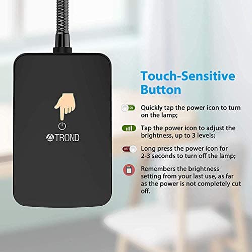 TROND LED Desk Lamp with Clamp, 1000LM Super Bright 3-Level Dimmable Desk Light 6000K Daylight, Extra-Long Flexible Gooseneck Clip on Light, Eye-Care Clamp Lamp for Painting, Workbench,Reading, Sewing 8