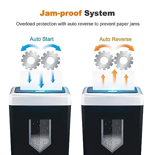 Bonsaii 15-Sheet Office Paper Shredder, 40 Mins Heavy Duty Shredder for Home Office, Crosscut Shreder with Anti-Jam System & P-4 High Security Supports CD/Credit Cards/Staple,5 Gal Pullout Bin C169-B 5