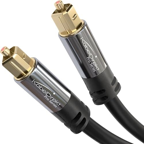 KabelDirekt TOSLINK – Optical Audio Cable – 6ft – Fiber Optic Cord, S/PDIF Digital Audio Optical Cable for Soundbar, Stereo Systems, Home Cinema, Xbox One/PS4 – Designed in Germany