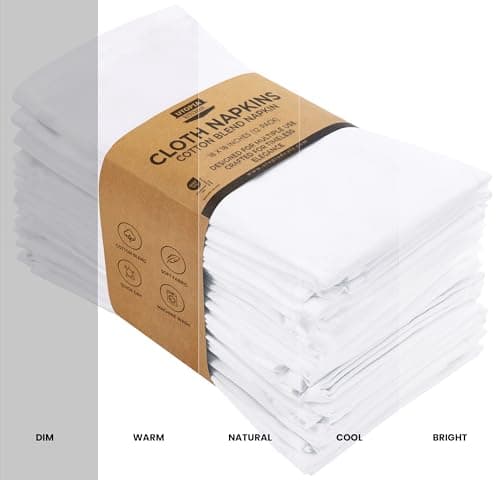 Utopia Kitchen White Cloth Napkins [12 Pack, 18x18 Inch] Absorbent Cotton Blend Washable and Reusable for Dinner, Restaurant, Lunch, Wedding and Hotel 5