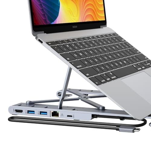 Laptop Docking Station, Selore 6 in 1 USB C Docking Station Stand with HDMI+2 USB3.0+USB-C Data+Ethernet+PD for MacBook/Dell/Surface/HP/Lenovo