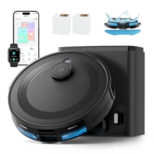 Lefant LiDAR Robot Vacuum and Mop Combo,75-Days Self-Emptying,6000Pa Powerful Scution,Multi-Floor Mapping, No-Go Zones,140 Min Runtime,2.4G/5G WiFi/Alexa/APP/iWatch,M2 Plus Black