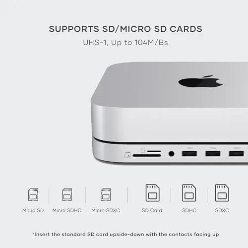 Satechi Mac mini Hub & Stand with SSD Enclosure for NVME/SATA M.2, Mac mini Dock with USB C 10Gbps, 3 USB A 5/10Gbps, 2.0 Audio Jack, for Mac Studio, Mac mini M2/M1 (Not Compatible with M4) - Silver 5