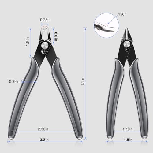 NICE-POWER Micro Wire Cutters, 5 inch 170 Mini Flush cutters, Nippers, Shear Cutters,Wire Snips, Small Side Cutters for Electronics Crafts Jewelry,Floral Art Scissors Nippers(2 Pack) 6