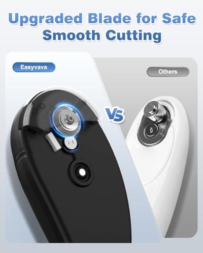 Easyvava Rechargeable Electric Can Opener for Seniors, One-Touch Automatic Can Openers Smooth Edge for Kitchen,with 2000mAh Battery,Handsfree Portable for Any Size Cans (Brilliant black) 7