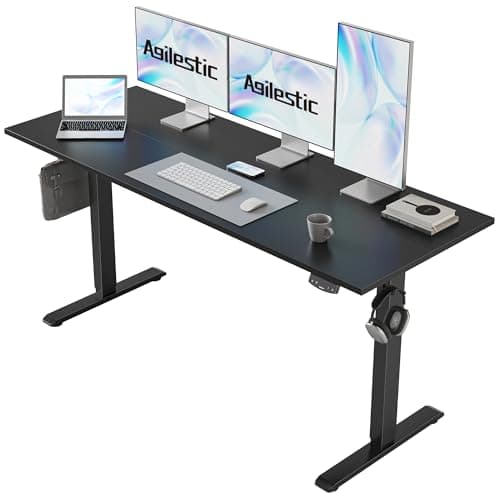 Agilestic Electric Standing Desk, Large 60 x 24 Inches Height Adjustable Desk, Sit Stand up for Work Office Home, Ergonomic Rising Gaming Computer Table with Memory Preset, Black