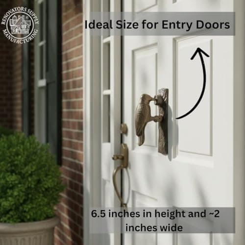 Renovators Supply Manufacturingᵀᴹ Heavy Woodpecker Door Knocker – Solid Brass Construction, Antique Brass Finish, 6.5 Inch Long with Mounting Hardware 8