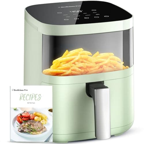 Air Fryer, Beelicious 8-in-1 Smart Compact 4QT Air Fryers with Viewing Window, Shake Reminder, 450°F Digital Airfryer with Flavor-Lock Tech, Dishwasher-Safe & Nonstick, Fit for 1-3 People, Avo Green