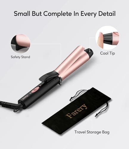 FARERY Mini Curling Iron 1 Inch, 100-240V Dual Voltage for Travel, Ceramic Curling Iron Travel Size with Keratin & Argan Oil Infused, Mini Hair Curler with Storage Bag, Rose-Gold 6