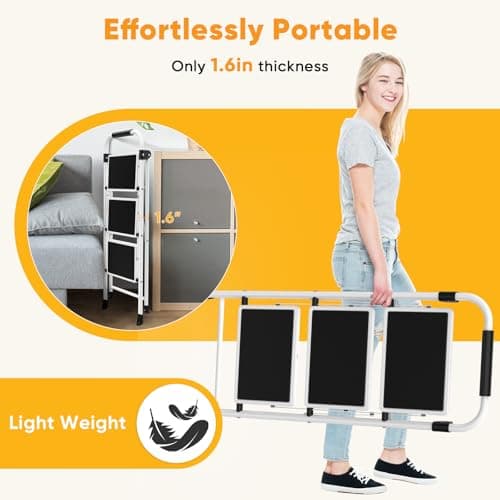 NEWBULIG Step Ladder, 3 Sturdy Step Stool with Anti-Slip Pedal & Comfortable Handrail, 330lbs Capacity, Portable Heavy Duty Step Stool for Kitchen, Garage & Outdoor Use, Black 5